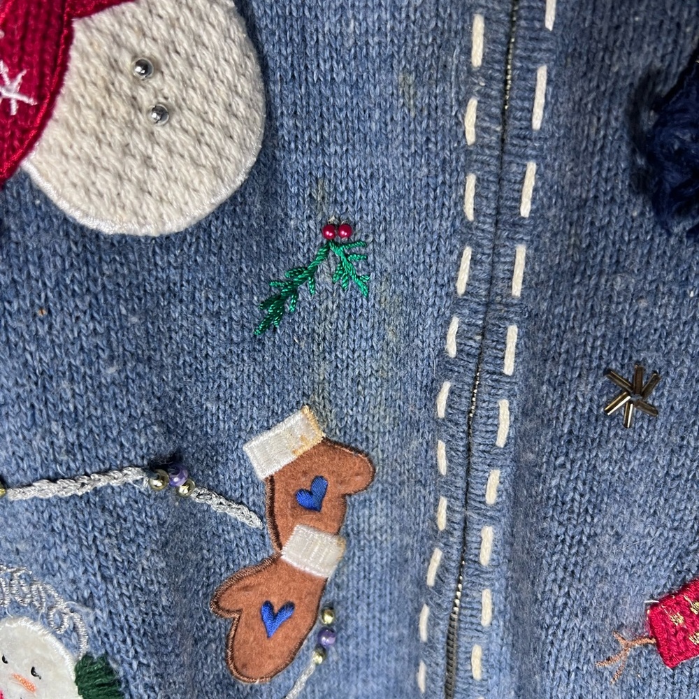 Blue Cardigan Snowman Women's Holiday Christmas Sweater Size 3X - Picture 5 of 6
